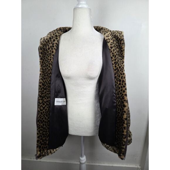Vintage Faux Fur Coat Leopard Charles Klein Womens Size Small Whimsigoth Swing - Picture 5 of 10